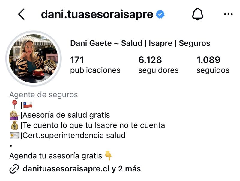 Perfil de cliente @dani.tuasesoraisapre