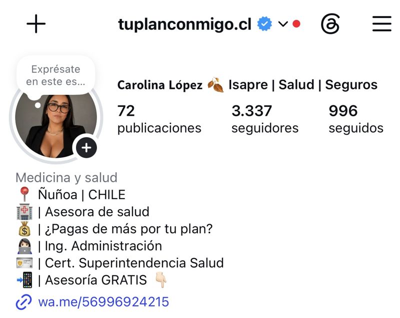 Perfil de cliente @tuplanconmigo.cl